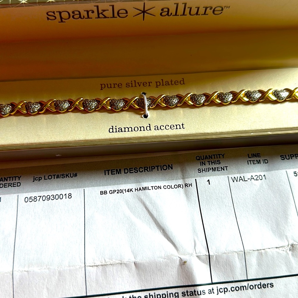 XO 14g gold & pure silver plated tennis bracelet